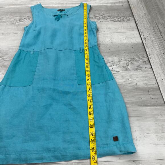 Street One Linen Blue Sleeveless Lined Pockets Knee Length Summer Dress 10 - Picture 15 of 15